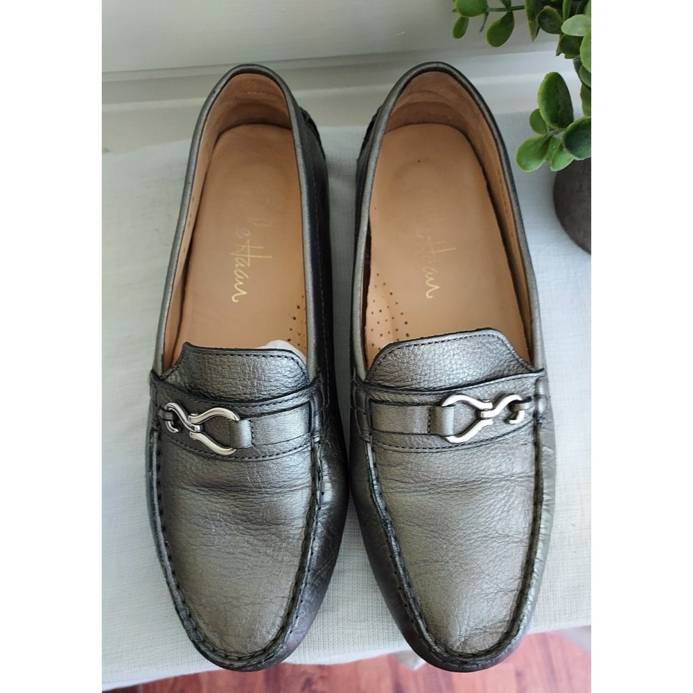 Cole Haan Loafers Women's US 7 Gray Leather Pebble Grain‎ Slip-On Shoes N Air